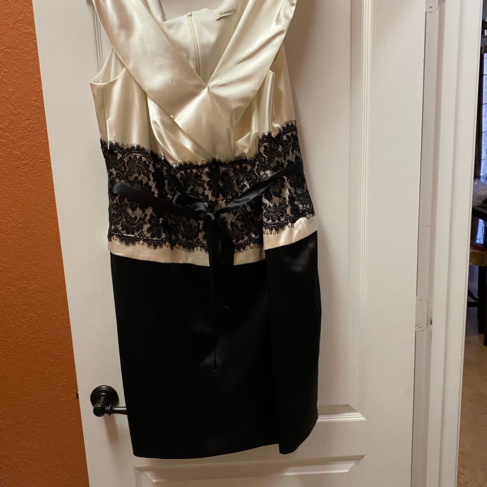 Elegant Black and Cream Lace Dress